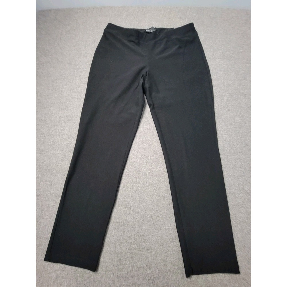 Eileen Fisher Women Black Pull‎ On Pants Wide Leg Stretch Career M/M